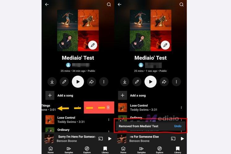 choose Remove from playlist | Create a Playlist on YouTube Music