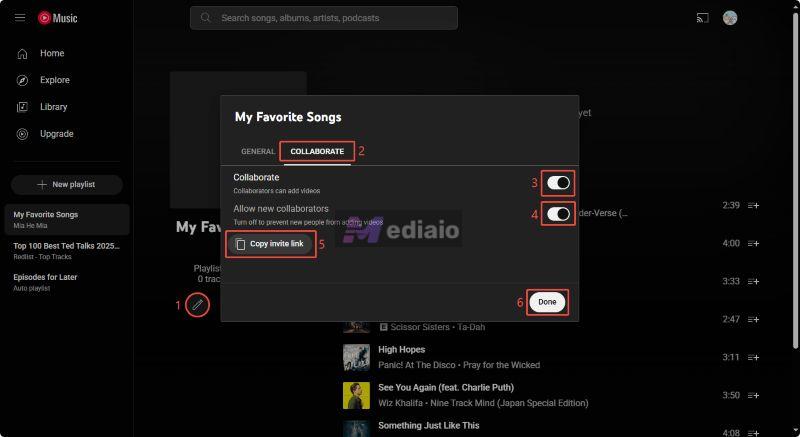 click Copy link | Create a Playlist on YouTube Music