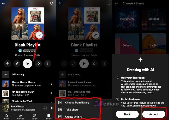 AI-generated images | Create a Playlist on YouTube Music