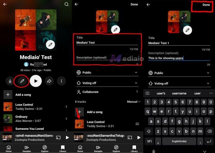 hit Done | Create a Playlist on YouTube Music