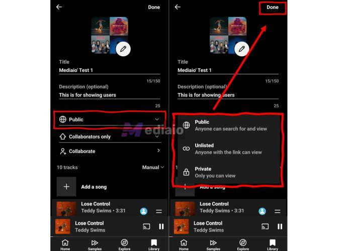 playlist status | Create a Playlist on YouTube Music