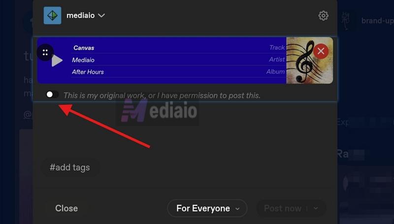 original work toggle | Add Spotify Music to Tumblr