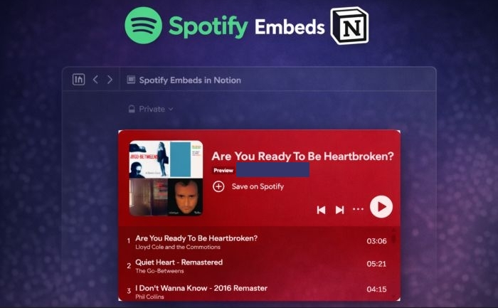 add Spotify without preview | Embed Spotify in Notion