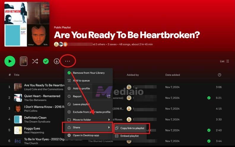 choose Share | Embed Spotify in Notion