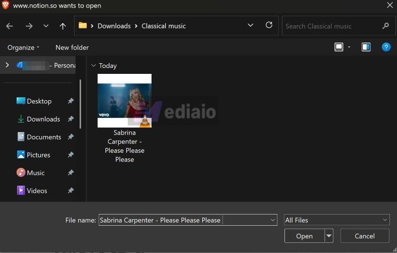 click Open | Embed Spotify in Notion