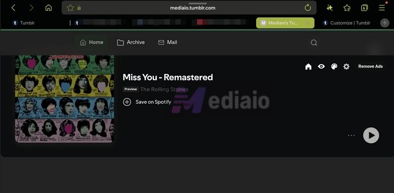 Spotify player in Tumblr blog | Add Spotify Music to Tumblr
