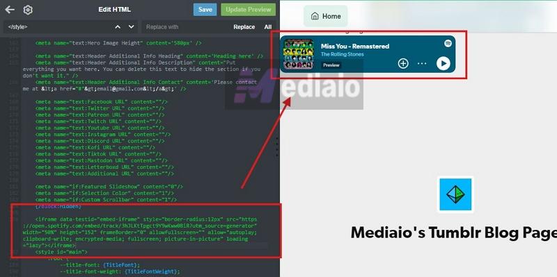 hit Save | Add Spotify Music to Tumblr