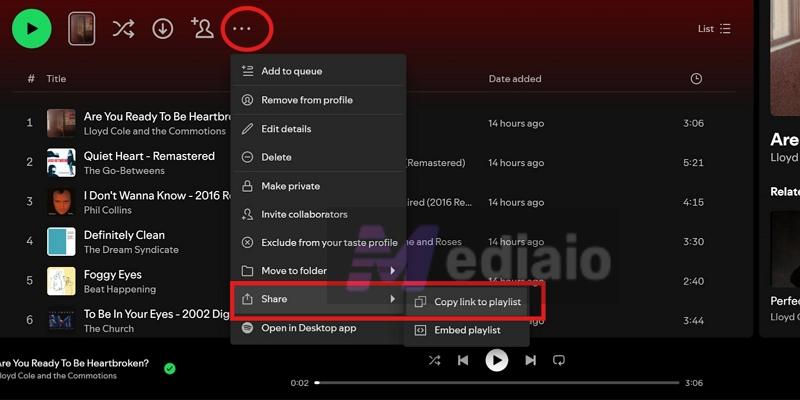 choose Copy link to playlist | Add Spotify Music to Tumblr