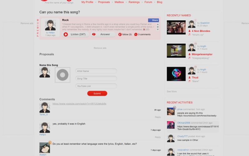 submit sample | Find a Song by Humming