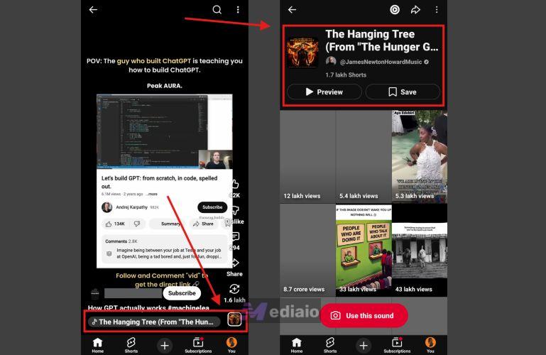 click Preview | Find Background Music in YouTube Shorts