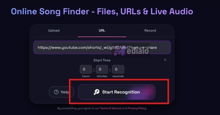 click Start Recognition | Find Background Music in YouTube Shorts