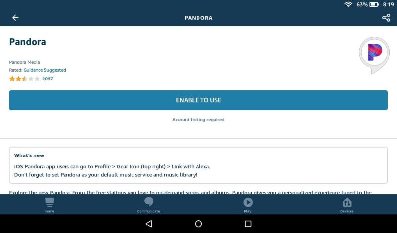 relink Pandora skill | Play Pandora on Alexa