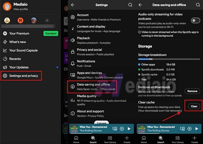 tap Clear | Repeat a Song on Spotify