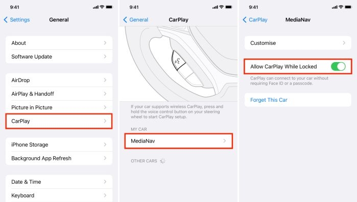 turn on Allow CarPlay While Locked | Spotify on Apple CarPlay