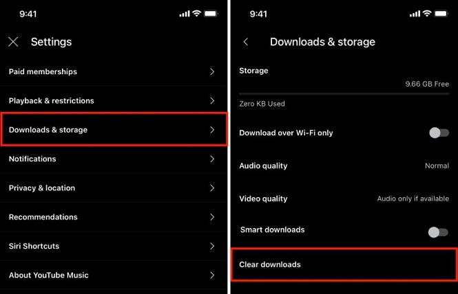 tap Clear downloads | Why Does YouTube Music Keep Pausing