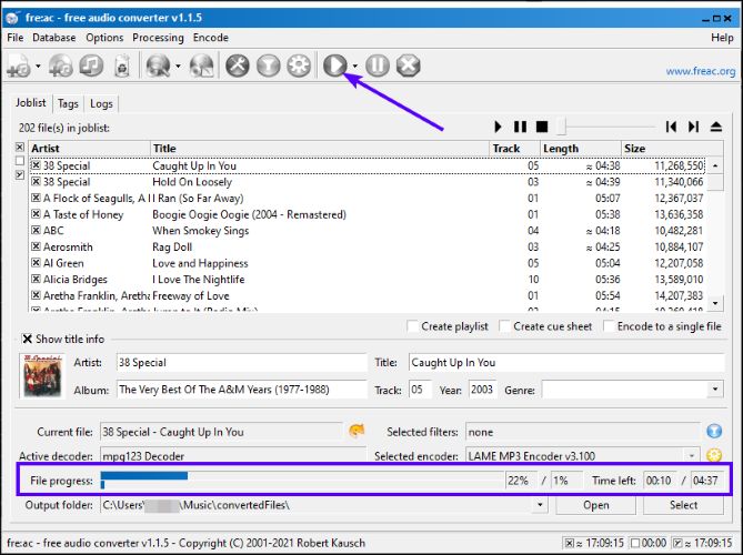 drag tracks into fre:ac | Lossless Audio Converters