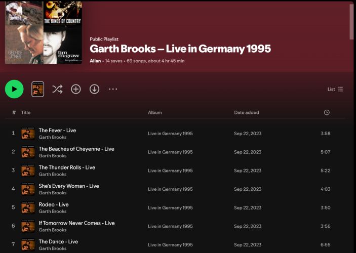 Live in Germany 1995 | Garth Brooks Not on Spotify