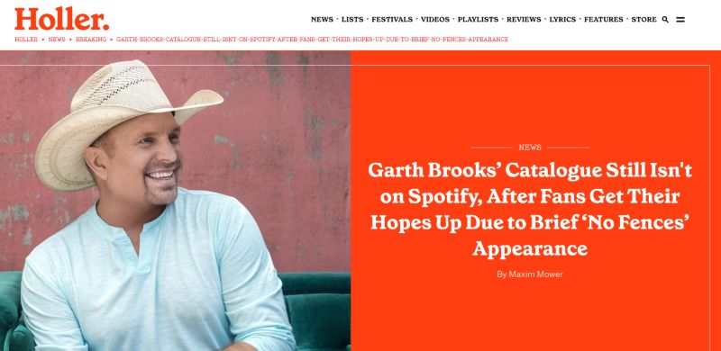 no Spotify release | Garth Brooks Not on Spotify
