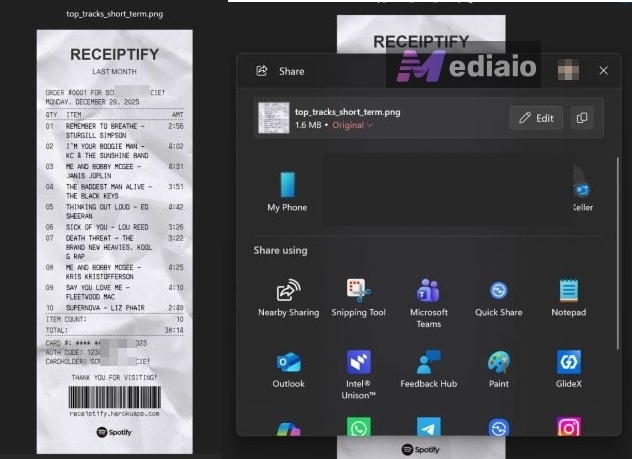 share song receipt | Spotify Receipt