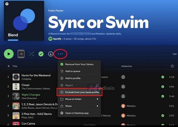 pick Exclude from your taste profile | How Does Spotify Blend Work