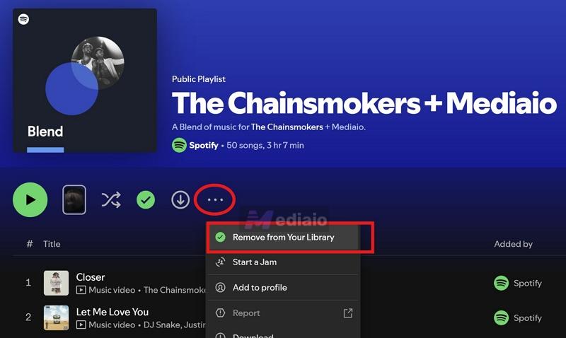 select Remove from your library | How Does Spotify Blend Work