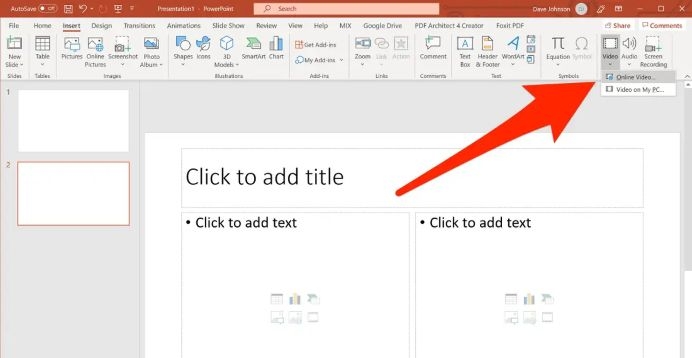 choose Online Video | Embed YouTube Music in PowerPoint