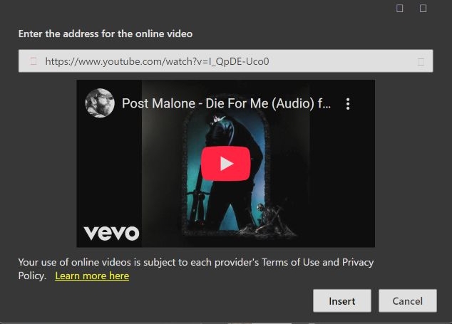 paste copied link | Embed YouTube Music in PowerPoint