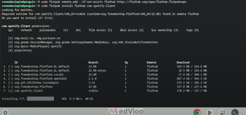 installation complete message | download Spotify Chromebook