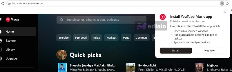 install YouTube Music web app | Download Music from YouTube Music to Computer
