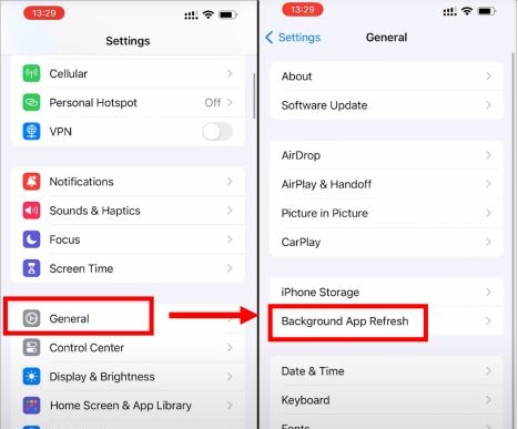 tap Background App Refresh | Keep Spotify Playing in the Background