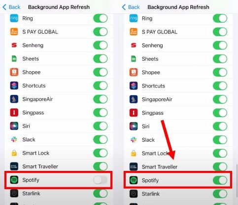 switch on Spotify toggle | Keep Spotify Playing in the Background