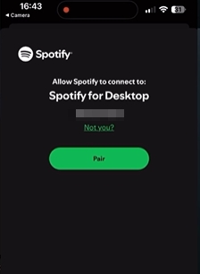 tap Pair | Login Spotify on TV