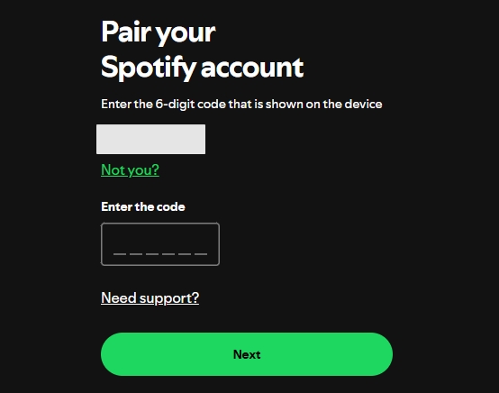 enter 6-digit code | Login Spotify on TV