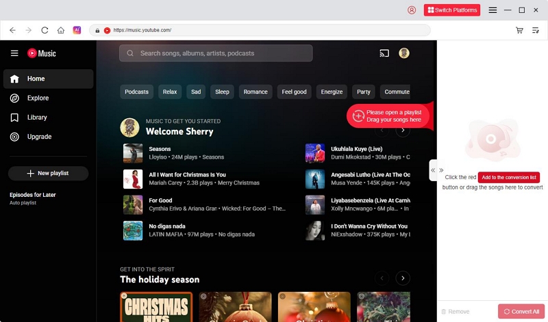 Select YouTube Music playlist