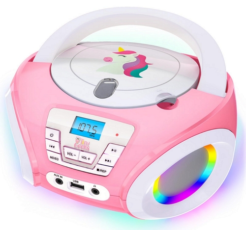 TinyGeeks Tunes Kids Boombox CD Player | Music Players for Preschoolers