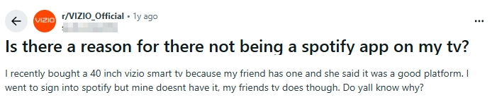 cannot find Spotify app | Get Spotify on VIZIO TV