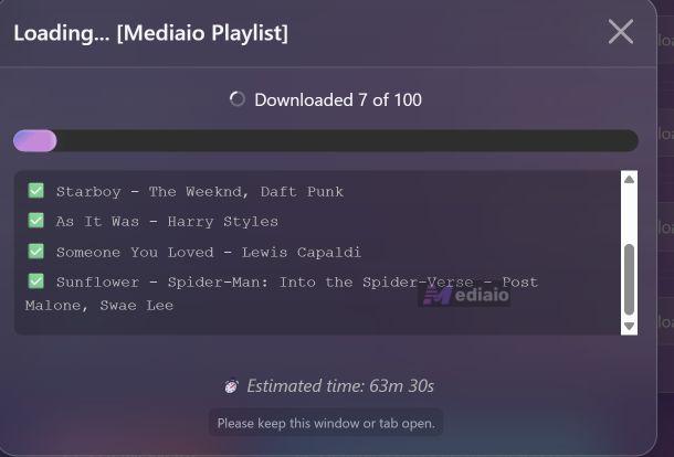 keep browser tab open | Convert Spotify Playlist to MP3