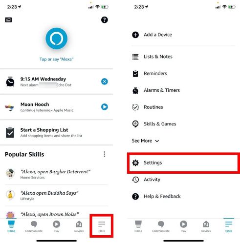 select Settings | Play Pandora on Alexa