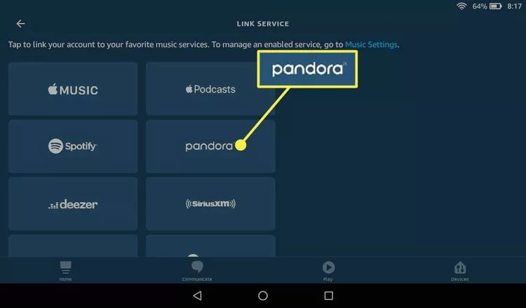 choose Pandora | Play Pandora on Alexa