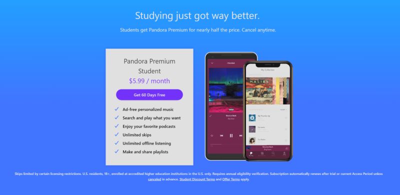 Pandora Premium Student Plan | Get Pandora Premium for Free