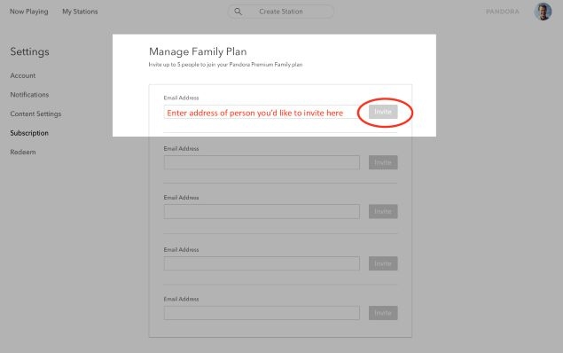 click Invite | Get Pandora Premium for Free