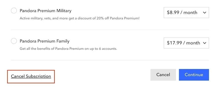 tap Continue | Get Pandora Premium for Free
