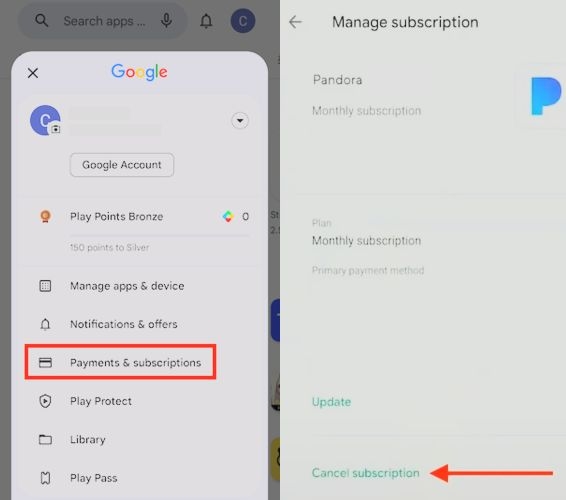 hit Cancel Subscription Play Store | Get Pandora Premium for Free