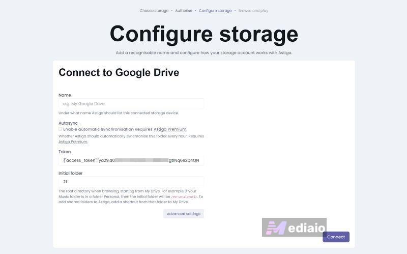 press Connect | Play Google Drive Music Files on Android