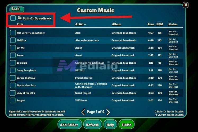 uncheck Built-In Soundtrack | Put Your Own Music in Steel Century Groove