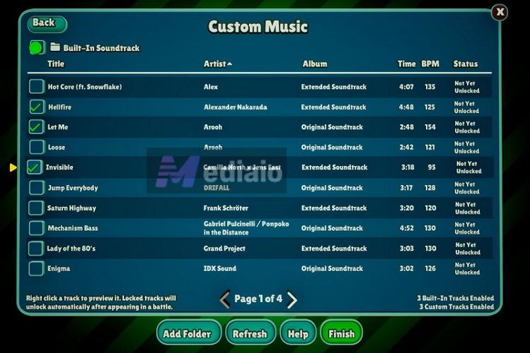 enable imported tracks | Put Your Own Music in Steel Century Groove