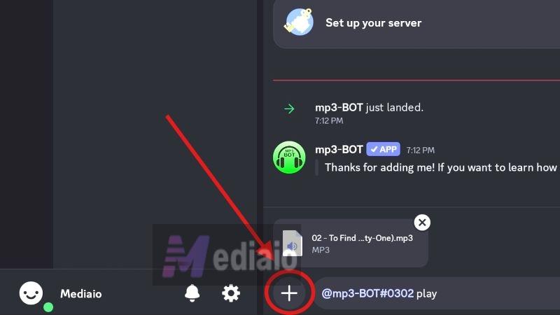 use + button | Play Spotify Together on Discord