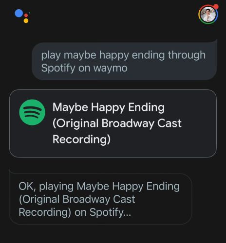 Google Assistant commands | Play Spotify on Waymo