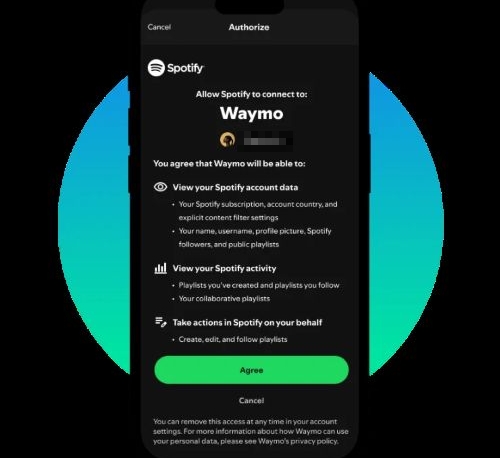Spotify authorization | Play Spotify on Waymo