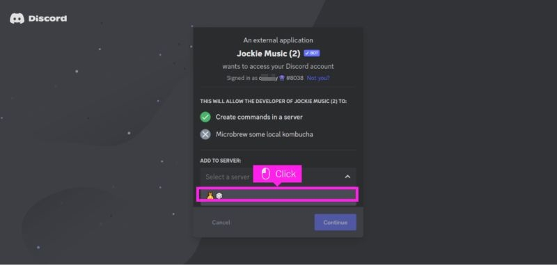 click Server dropdown | Discord Music Bots That Play YouTube Music